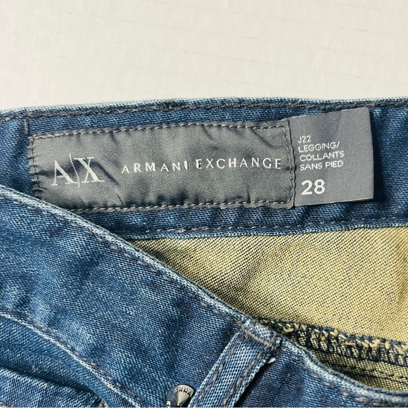 Armani Exchange Jeans 28 Jeggings Denim Suede Ankle Zip Coquette Date Night Chic - Picture 4 of 6